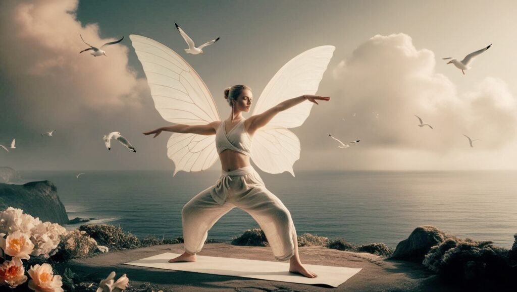 Aranel en yin yoga althaia con la postura de la diosa, practica yin yoga y meditación somática