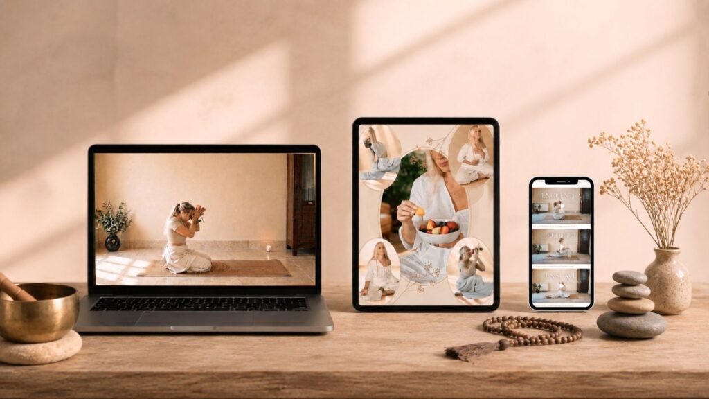 Programa retiro mindfulness somático online Programa retiro de yoga mindfulness somático online, formato ordenador, tablet y móvil